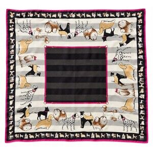 Vintage Collection XIIX 100% Silk Dog Print Scarf Poodle Dalmation Terrier